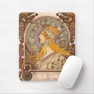 Mousepad Alphonse Mucha Zodíaco Art Nouveau Decoração Vinta