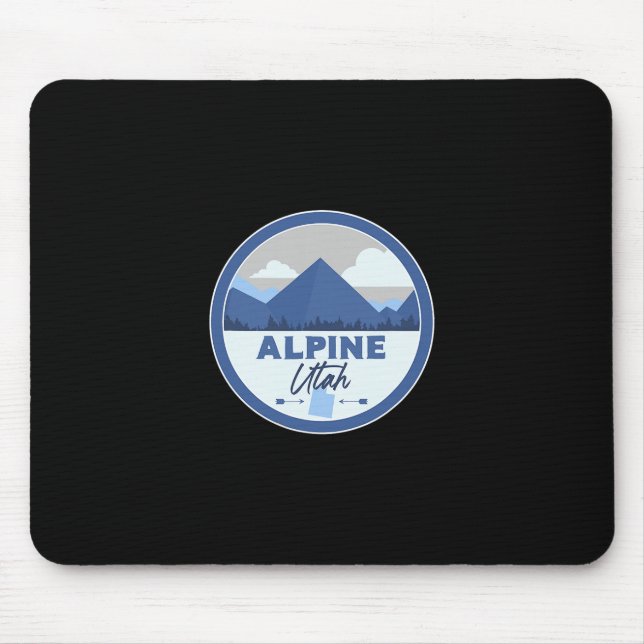 Mousepad Alpine Utah Ut Mountains Badge Hiking Souvenir  (Frente)
