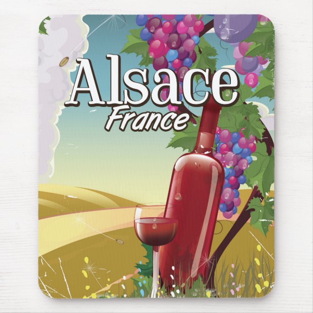 Mousepad Alsace France - poster de vinho de tarde preguiços (Frente)