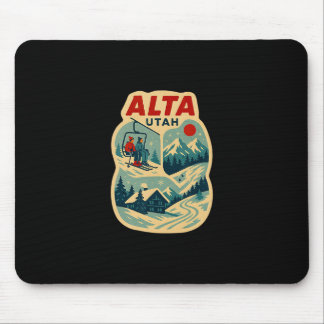 Mousepad Alta Utah Viagem de Esqui Vintage Férias Lembrança