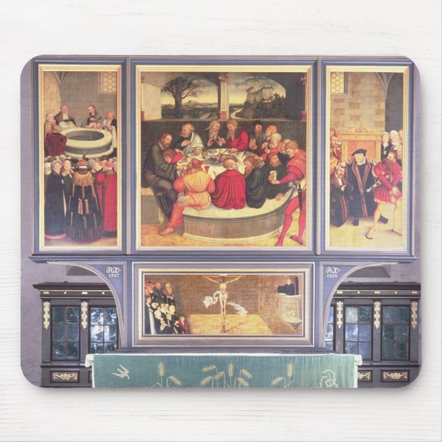 Mousepad Altar com um Triptych que descreve (Frente)