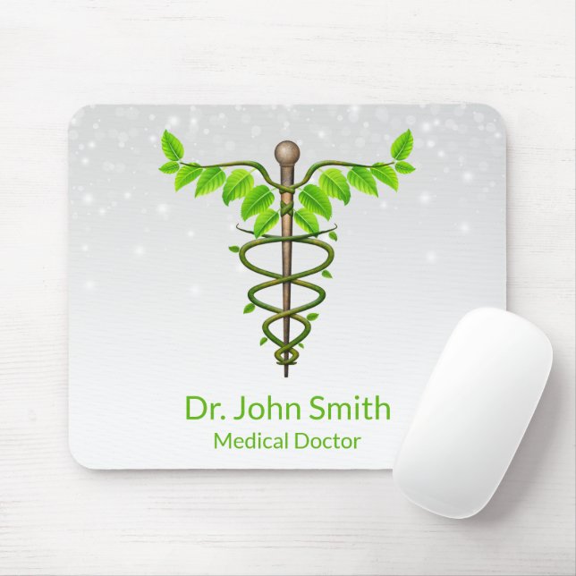 Mousepad Alternativo Médico Caduco Verde Folha Branca (Com mouse)