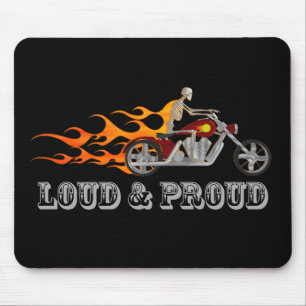 Mousepad Alto & orgulhoso: Motociclista & chamas de