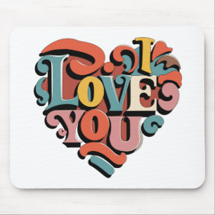 Mousepad Ama Você Coração Retro Psicodelia