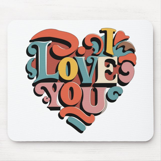 Mousepad Ama Você Coração Retro Psicodelia (Frente)