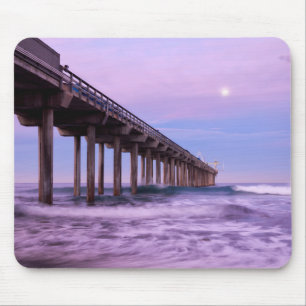 Mousepad Amanhecer roxo sobre o píer, Califórnia