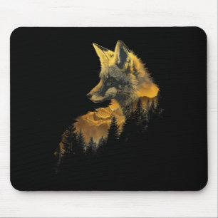 Mousepad Amante da Natureza da Floresta de Raposa Montanhas