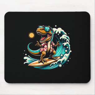 Mousepad Amante da Praia T-rex Dinossauro Montando Prancha 