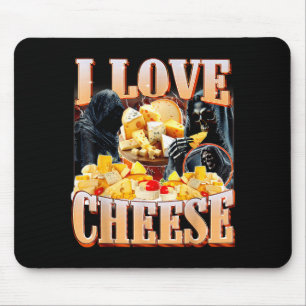 Mousepad Amante de Comida de Queijo Humor Esqueleto Diverti