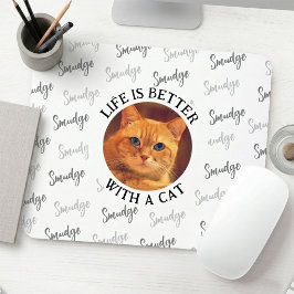 Mousepad Amante de Gatos Foto & Nome Personalizado do Pet B