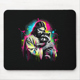 Mousepad Amante de Guaxinim Cristão Lixo Segurando Deus Fé