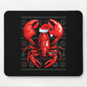 Mousepad Amante de Lagosta Feia Usando Chapéu de Papai Noel