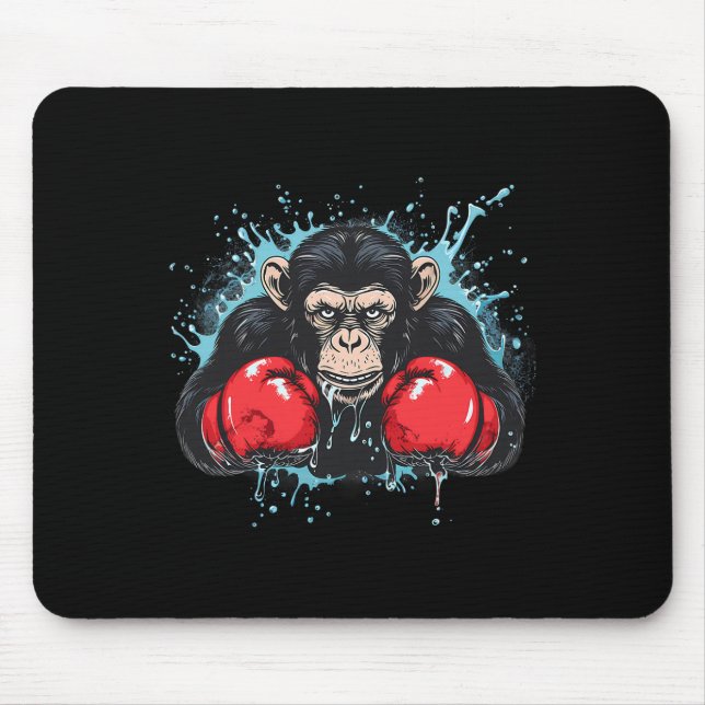 Mousepad Amante de Macaco de Boxe Luvas de Boxe Kickboxing  (Frente)