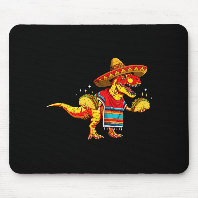 Mousepad amante de taco de dinossauro T-rex cinco de mayo s (Frente)