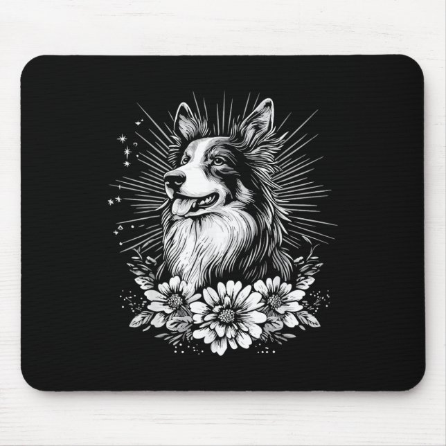 Mousepad Amante de Tatuagem Estilo Collie Retro Cachorro  (Frente)