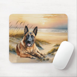 Mousepad Amante do Cão Malinois Belga Praia Arenosa