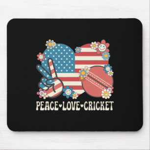 Mousepad Amante do Críquete Paz Amor Bandeira Americana Pat