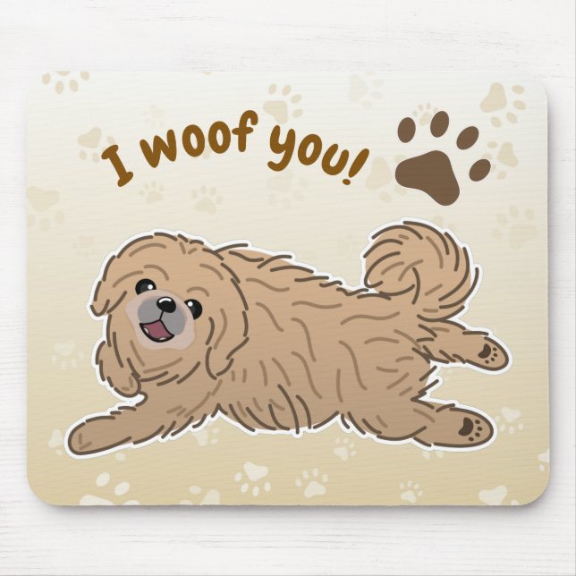 Mousepad Amante Feliz do Pequinês Eu Late para Você Patas (Frente)