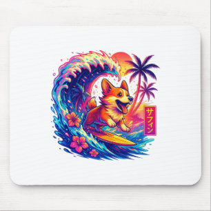 Mousepad Amantes de Cachorros Corgi Japonês Surfando Grande