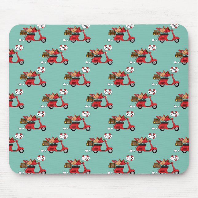 Mousepad Amantes de Cardinal Vermelho no Patinete (Frente)