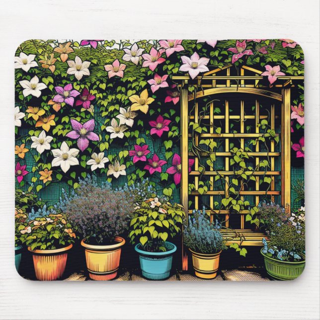 Mousepad Amantes de plantas e jardinagem Clematis Trellis (Frente)