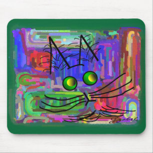 Mousepad Amantes do gato "arte do gato abstrato curioso"