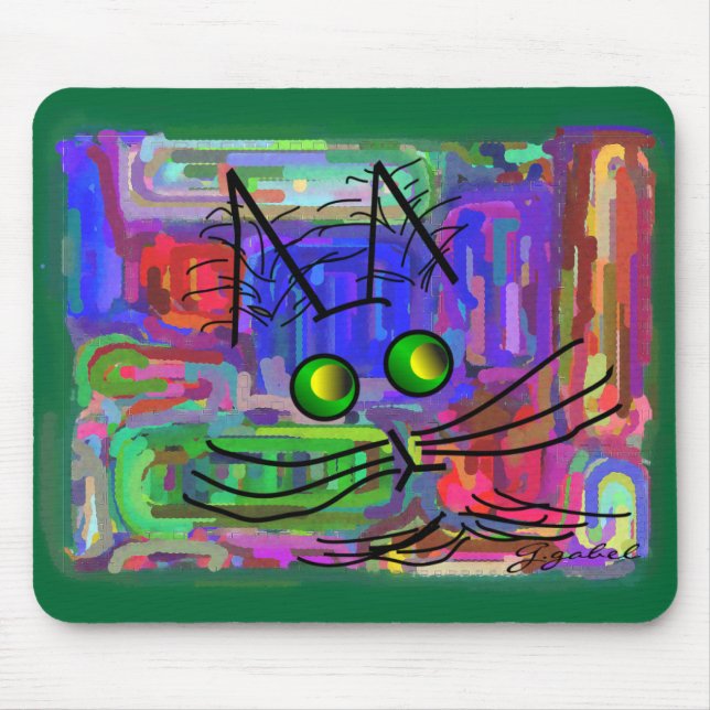 Mousepad Amantes do gato "arte do gato abstrato curioso" (Frente)
