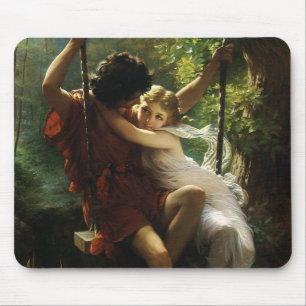Mousepad Amantes em um balanço. Primavera pelo berço de
