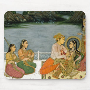 Mousepad Amantes em um terraço por um lago enluarada, da