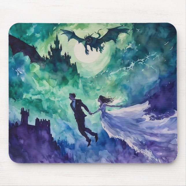 Mousepad Amantes Voantes - Pintura Por Aquarela (Frente)