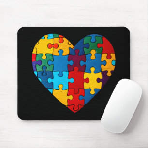 Mousepad Amar a aceitação de Quebra-cabeça do Coração Sensi