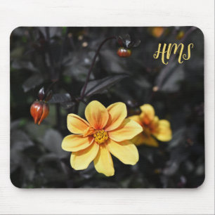 Mousepad Amarelo Dahlia Flores Wisley Gardens Monongram