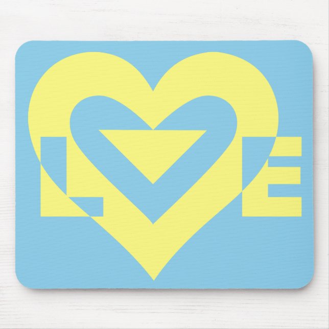 Mousepad Amarelo de Amor em Azul (Frente)