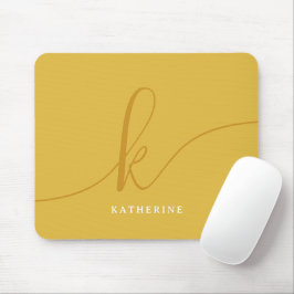 Mousepad Amarelo de Mostarda Monograma com na moda Script