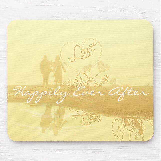 Mousepad Amarelo Feliz Para Sempre Após Casamento De Praia (Frente)