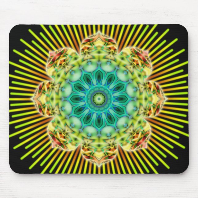 Mousepad Amarelo Mandala | preto (Frente)