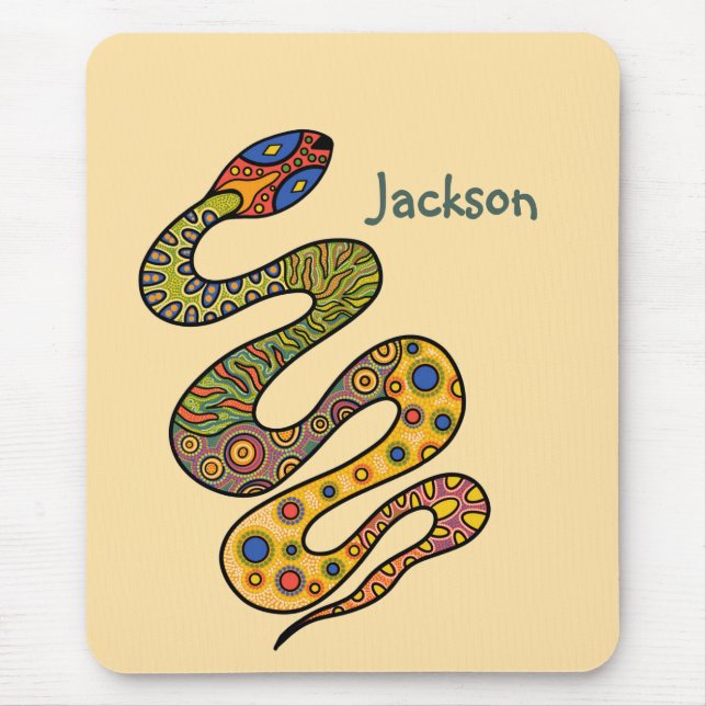 Mousepad Amarelo Manteiga com Cobra Padronizada Multicolori (Frente)
