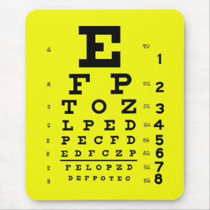 Mousepad Amarelo médico da carta de olho da optometria da
