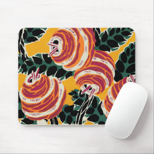 Mousepad Amarelo Mostarda e Laranja Decoração Floral Art Dé