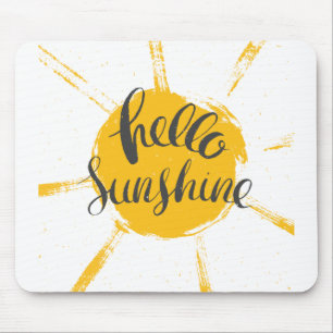 Mousepad Amarelo Sol Desenho Alô Alô Texto de Imagem Sunshi