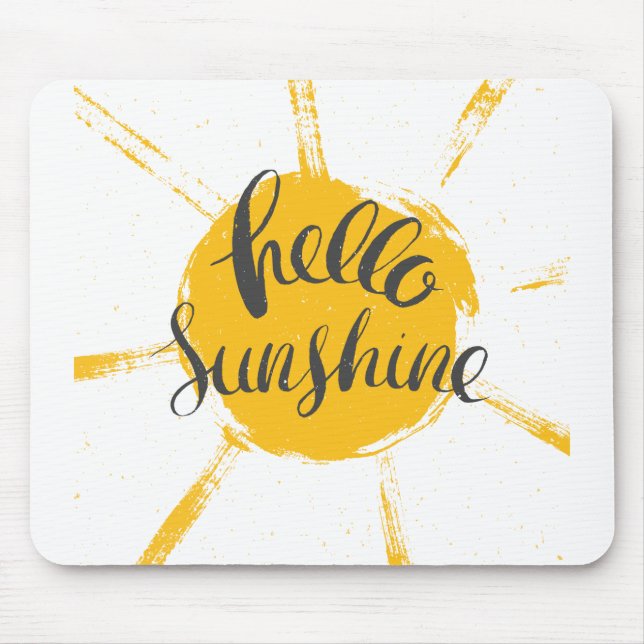 Mousepad Amarelo Sol Desenho Alô Alô Texto de Imagem Sunshi (Frente)