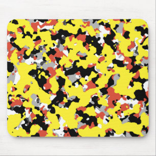 Mousepad Amarelo Vermelho Preto Camuflagem Camo Impressão