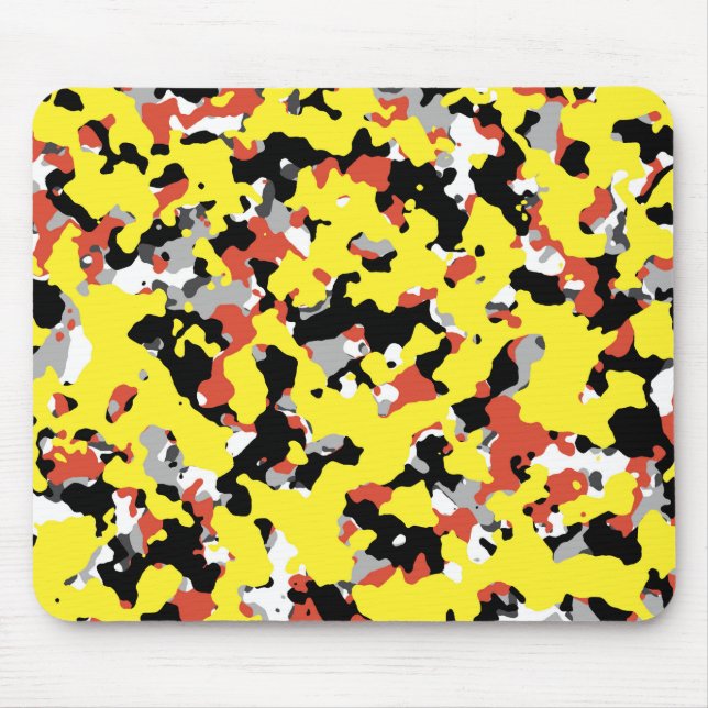 Mousepad Amarelo Vermelho Preto Camuflagem Camo Impressão (Frente)