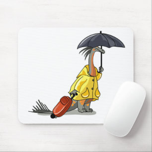 Mousepad Amargasaurus Segurando O Guarda-Chuva E A Mala.