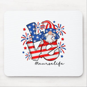 Mousepad Ame Cuidador de Vida Enfermeira Gnome American Fla