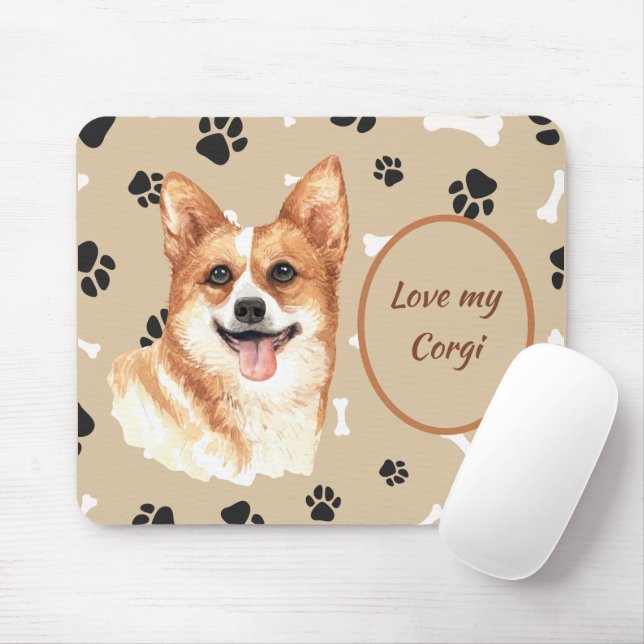 Mousepad Ame Minha Pembroke Galsh Corgi Dog Pawprint (Com mouse)