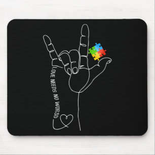 Mousepad Ame o Mês de Conscientização do Autismo Sem Palavr