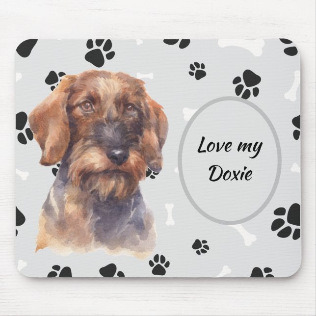 Mousepad Ame O Meu Cabelo Levado Dachshund Dog Pawprint (Frente)