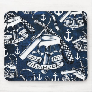 Mousepad Ame thy teste padrão retro do tatuagem dos