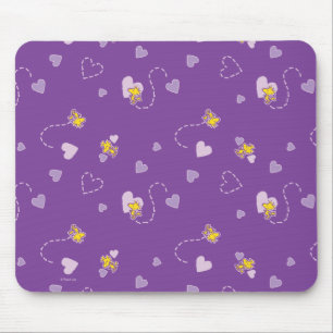 Mousepad Amendoins   Padrão cardíaco em púrpura de madeira